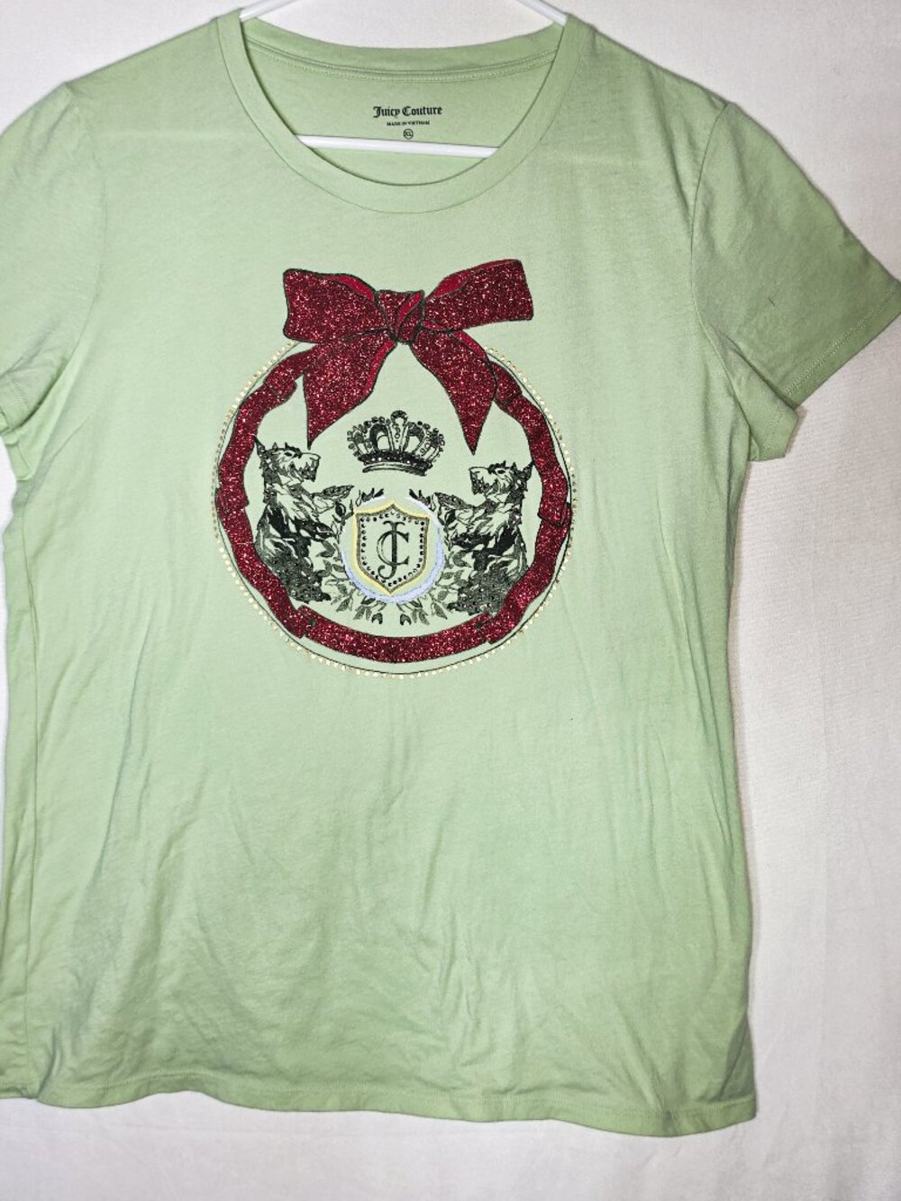 Juicy Couture Green Tshirt XL Vintage Sparkles y2k